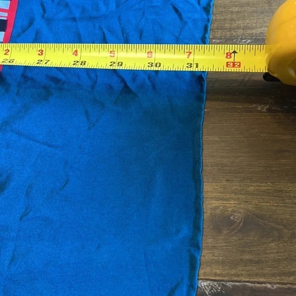 Franco Ferrari Grid Plaid Window Pane Scarf Silk Vintage Turquoise Blue Square - Picture 9 of 11